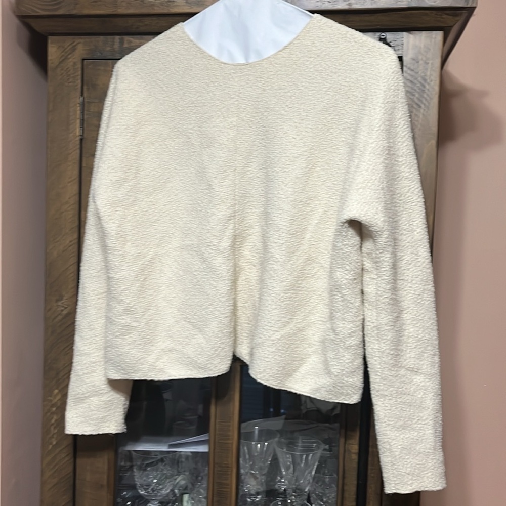 Zara Woman - crop top textured sweater - Size: M - Color: Cream - 100% Cotton